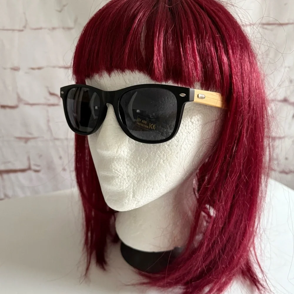 JOE’S SPECS 2 PAIR Black & Bamboo/Faux Wood Frame Sunglasses UV 400 NEW - Picture 11 of 16